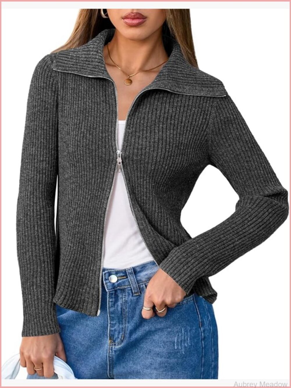 Zip Up Cardigan Sweater Wool Blend Slim Fit Long Sleeve - Picture 1 of 7